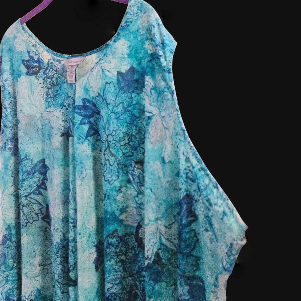 Catherines Sleevless Blue Floral Tunic Top. Size 5X US. NWT. - Picture 3 of 6